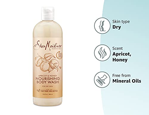 SheaMoisture Body Wash for Dry Skin Nourishing Apricot Honey Cruelty Free, Made with Fair Trade Shea Butter 19.8 oz