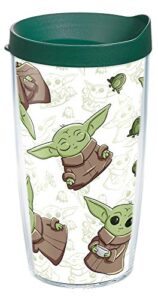 tervis made in usa double walled star wars - the mandalorian child playing insulated tumbler cup keeps drinks cold & hot, 16oz, clear