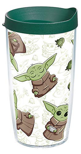 Tervis Made in USA Double Walled Star Wars - The Mandalorian Child Playing Insulated Tumbler Cup Keeps Drinks Cold & Hot, 16oz, Clear