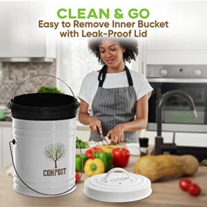 Third Rock Compost Bin Kitchen – 1.0 Gallon Countertop Compost Bin with Lid – Kitchen Compost Bin Countertop – Indoor Compost Bin Kitchen Counter Includes Inner Compost Bucket Liner - Indoor Composter