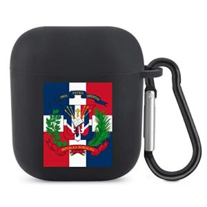 flag of the dominican republic silicone protective case cover skin accessories with carabiner keychain, compatible with apple airpods 2&1 shockproof