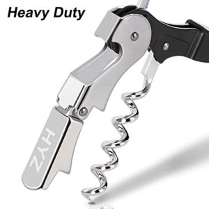 HYZ Heavy Duty Chrome Waiter Corkscrew Wine Opener with Foil Cutter, Professional 2Pack Wine Key for Bartenders and Waiter, Black Bottle Opener for Wine and Beer