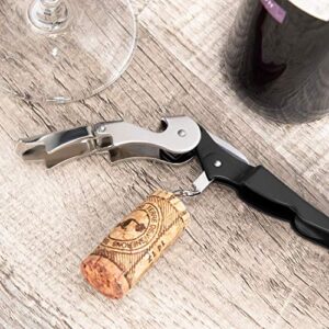 HYZ Heavy Duty Chrome Waiter Corkscrew Wine Opener with Foil Cutter, Professional 2Pack Wine Key for Bartenders and Waiter, Black Bottle Opener for Wine and Beer