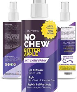bluecare labs bitter apple spray for dogs to stop chewing - corrector spray for dogs to prevent licking and chewing on furniture, paws and wounds - no alcohol and non toxic - made in the usa 8oz