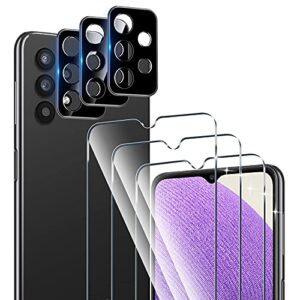 qhohq 3 pack screen protector for samsung galaxy a32 5g/m32 5g (not fit a32 4g＆m32 4g) with 3 pack camera lens protector, hd tempered glass film, 9h hardness, anti-scratch, easy install, case friendly