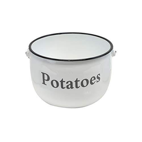 Treasure Gurus 3pc Set Rustic White Enamel Potato Onion Produce Storage Basket Metal Vegetable Bin Farmhouse Decor