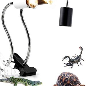 Wagooly Reptile Heat Lamp Fixture - Reptile Heater Turtle Lamp W/ Heat Bulb, Temperature Switch Reptile Basking Light, Heat Light for Gecko Bearded Dragon Terrarium - Heat Clamp Lamp Long (75)