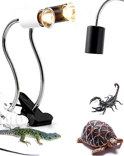 Wagooly Reptile Heat Lamp Fixture - Reptile Heater Turtle Lamp W/ Heat Bulb, Temperature Switch Reptile Basking Light, Heat Light for Gecko Bearded Dragon Terrarium - Heat Clamp Lamp Long (75)