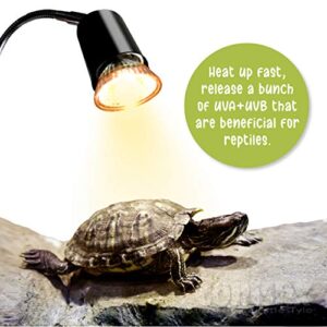 Wagooly Reptile Heat Lamp Fixture - Reptile Heater Turtle Lamp W/ Heat Bulb, Temperature Switch Reptile Basking Light, Heat Light for Gecko Bearded Dragon Terrarium - Heat Clamp Lamp Long (75)