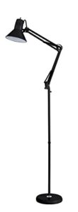 bostitch office vlf100f swing arm metal floor lamp, 72" tall with multi-joint adjustment, includes replaceable led bulb (vlf), black