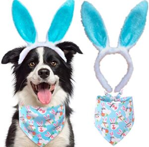dog bunny ears headband and pet easter bandana