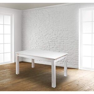 emma + oliver 60" x 38" rectangular antique rustic white solid pine farm dining table