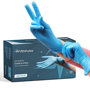 blue disposable gloves small 100 count - synthetic nitrile medical exam gloves - latex free, powder free - surgical, home, cleaning, and food gloves - 3 mil thickness