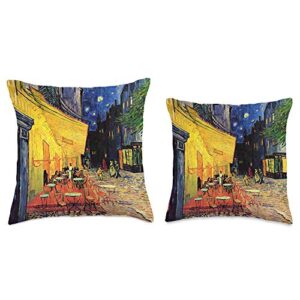 MasterpieceCafe Vincent van Gogh Art Collection Night Cafe Terrace on The Place du Forum by Vincent Van Gogh Throw Pillow, 18x18, Multicolor