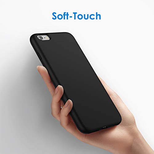 JETech Silicone Case for iPhone 6s Plus/6 Plus 5.5 Inch, Silky-Soft Touch Full-Body Protective Case, Shockproof Cover with Microfiber Lining (Black)