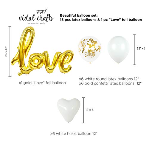 VIDAL CRAFTS Gold Engagement Party Decorations, 6 Pcs Paper Fans, MR&MRS Banner, Love Foil Balloon, Engagement Balloons, She Said Yes Banner, Gold Themed Engagement Party Kit or any kind of engagement party decor