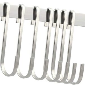 WHYHKJ 12pcs 4.2 Inch S Shaped Flat Hook Silver Tone Heavy Duty Stainless Steel Hanger Hooks for Hanging Pots and Pans, Plants, Utensils, Towels