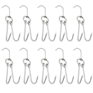 doitool 10 pcs double meat hooks stainless steel roasting hook bacon hams meat duck butcher hook cooking smoker hook hanger for bbq grill drying 23cm