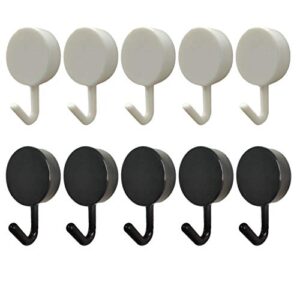 sticky-hooks adhesive hangers bathroom kitchen - zhiweikm 10 pack adhesive color sticky hooks key hook for walls damage free, waterproof utility hook for kitchen and bathroom (white+black)