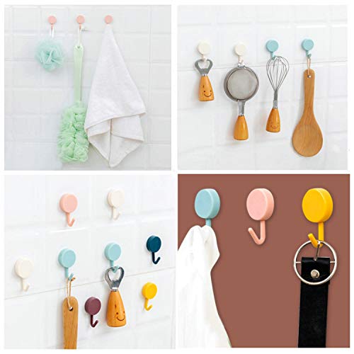 Sticky-Hooks Adhesive Hangers Bathroom Kitchen - Zhiweikm 10 Pack Adhesive Color Sticky Hooks Key Hook for Walls Damage Free, Waterproof Utility Hook for Kitchen and Bathroom (White+Black)