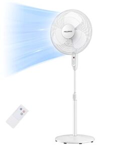 pelonis 16'' pedestal remote control oscillating stand up fan 7-hour timer, 3-speed, and adjustable height,electric cooling fans for home office bedroom use