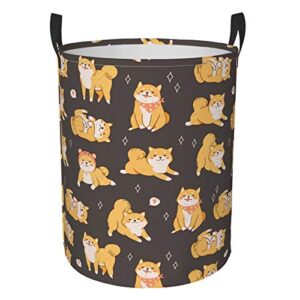 fehuew cute dogs shiba inu collapsible laundry basket with handle waterproof fabric hamper laundry storage baskets organizer large bins for dirty clothes,toys,bathroom