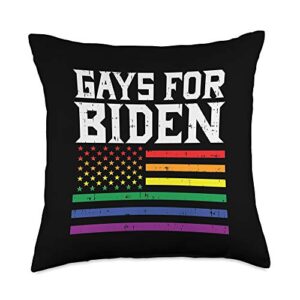 joe biden pillows biden 2020 for president gifts gays for biden 2020 us flag lgbt rainbow joe president gift throw pillow, 18x18, multicolor