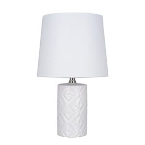 catalina 23096-000 farmhouse quilt-style textured ceramic table lamp, 15.5", white