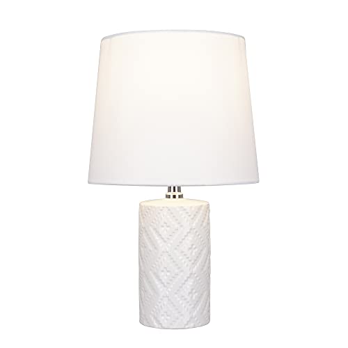 Catalina 23096-000 Farmhouse Quilt-Style Textured Ceramic Table Lamp, 15.5", White