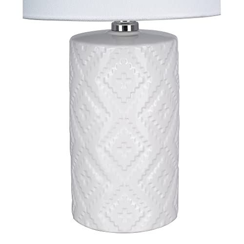 Catalina 23096-000 Farmhouse Quilt-Style Textured Ceramic Table Lamp, 15.5", White