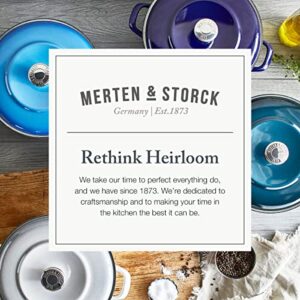Merten & Storck German Enameled Iron, Round 5.3QT Dutch Oven Pot with Lid, Aegean Teal