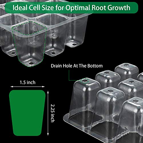 UWIOFF Seed Starter Tray, 10-Pack 120 Cells Seedling Starter Trays, Humidity Adjustable Seed Tray Kit with Dome and Base Greenhouse Grow Trays Mini Propagator for Seeds Growing Starting