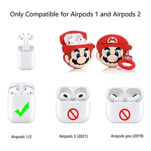 Silicone Cartoon Case with Keychain for Airpods 1 and 2, Suublg 3D Animation Character Design Cute Case Protective Covers Accessories Compatible with AirPods Earphone