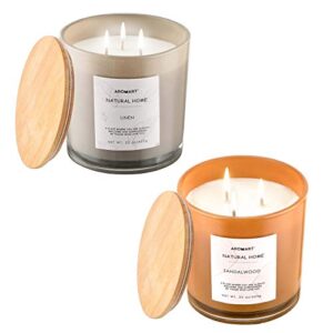 preferred linen candle and sandalwood candle bundle for natural soy wax