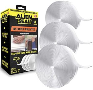 alien draft seal insulation tape 49 feet transparent silicone weather stripping door seal strip and under door draft stopper for window seal and door bottom seal as seen on tv
