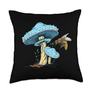 shroom lovers gift trippy psychedelic magic mushrooms shroom psilocybin art throw pillow, 18x18, multicolor