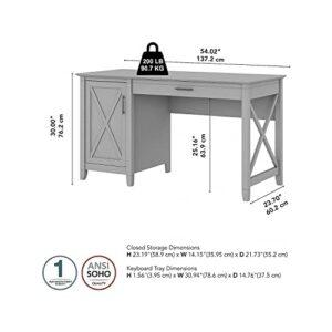 Bush Furniture Key West Computer Desk with Keyboard Tray and Storage, 54W, Cape Cod Gray