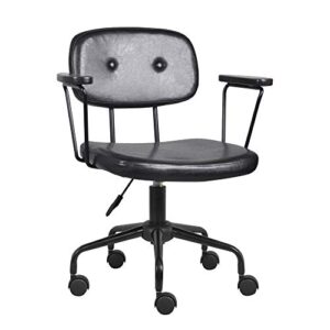 stoolstool mid century computer desk chair - classic retro office chair with comfy black faux leather - adjustable and swivel task office chair with armrest - industrial looking