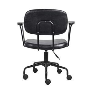 StoolStool Mid Century Computer Desk Chair - Classic Retro Office Chair with Comfy Black Faux Leather - Adjustable and Swivel Task Office Chair with Armrest - Industrial Looking