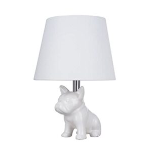 catalina lighting whimsical ceramic french bulldog table lamp, 15.5", white