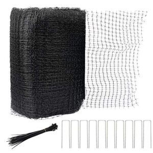hourleey bird netting, 7 x 100 ft black deer fence netting reusable protective garden netting for vegetables plants fruit trees with 50 pcs cable ties