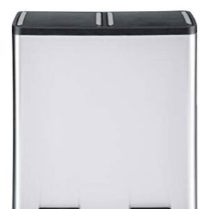 The Step N' Sort 18.5 Gallon Extra Large Capacity, Soft-Step, Dual Trash and Recycling Bin with Removable Inner Bins Silver