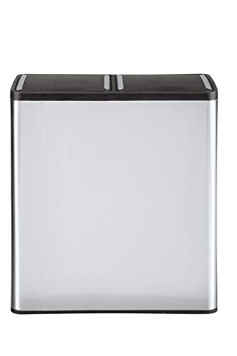 The Step N' Sort 18.5 Gallon Extra Large Capacity, Soft-Step, Dual Trash and Recycling Bin with Removable Inner Bins Silver