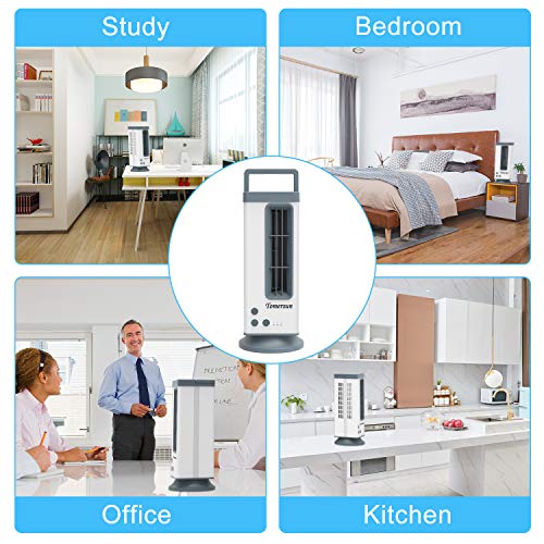 Tower Fan Small, 80°Oscillating Tower Fan Mini Tower Fans for Bedroom,13.5 Inch, Large Airflow Tower Fans for Home and Office, Portable Tower Fan with Metal Shell, 3 Timers, 2 Speed Settings