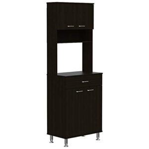 helis 60 kitchen pantry 66,5" h with microwave shelf, two storage cabinets, black