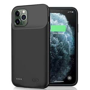battery case for iphone 11 pro, upgraded 7000mah slim portable rechargeable battery pack charging case compatible with iphone 11 pro (5.8 inch) extended battery charger case (black)