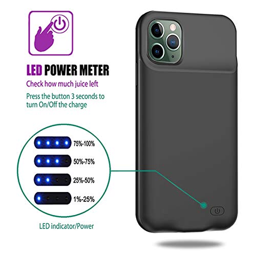 Battery Case for iPhone 11 Pro, Upgraded 7000mAh Slim Portable Rechargeable Battery Pack Charging Case Compatible with iPhone 11 Pro (5.8 inch) Extended Battery Charger Case (Black)