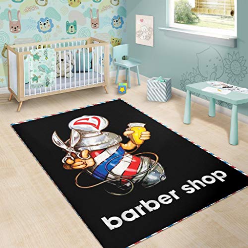 Barber Pole Barber Shop Rug Black Area Rug for Living Dinning Room Bedroom Kitchen, Nursery Rug Floor Carpet Yoga Mat
