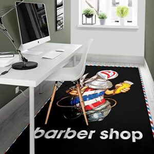 Barber Pole Barber Shop Rug Black Area Rug for Living Dinning Room Bedroom Kitchen, Nursery Rug Floor Carpet Yoga Mat