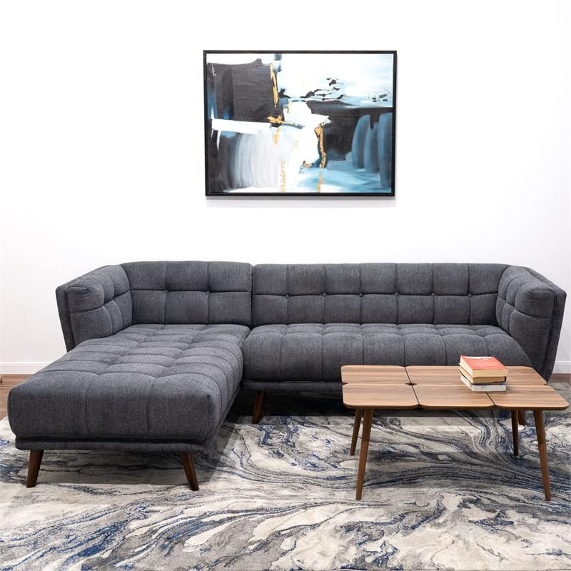 ASHCROFT Allen Grey Fabric Modern Living Room Corner Sectional Sofa